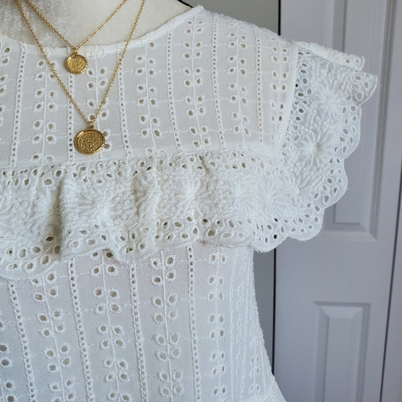 Zara embroidered eyelet white top - Picture 3 of 7